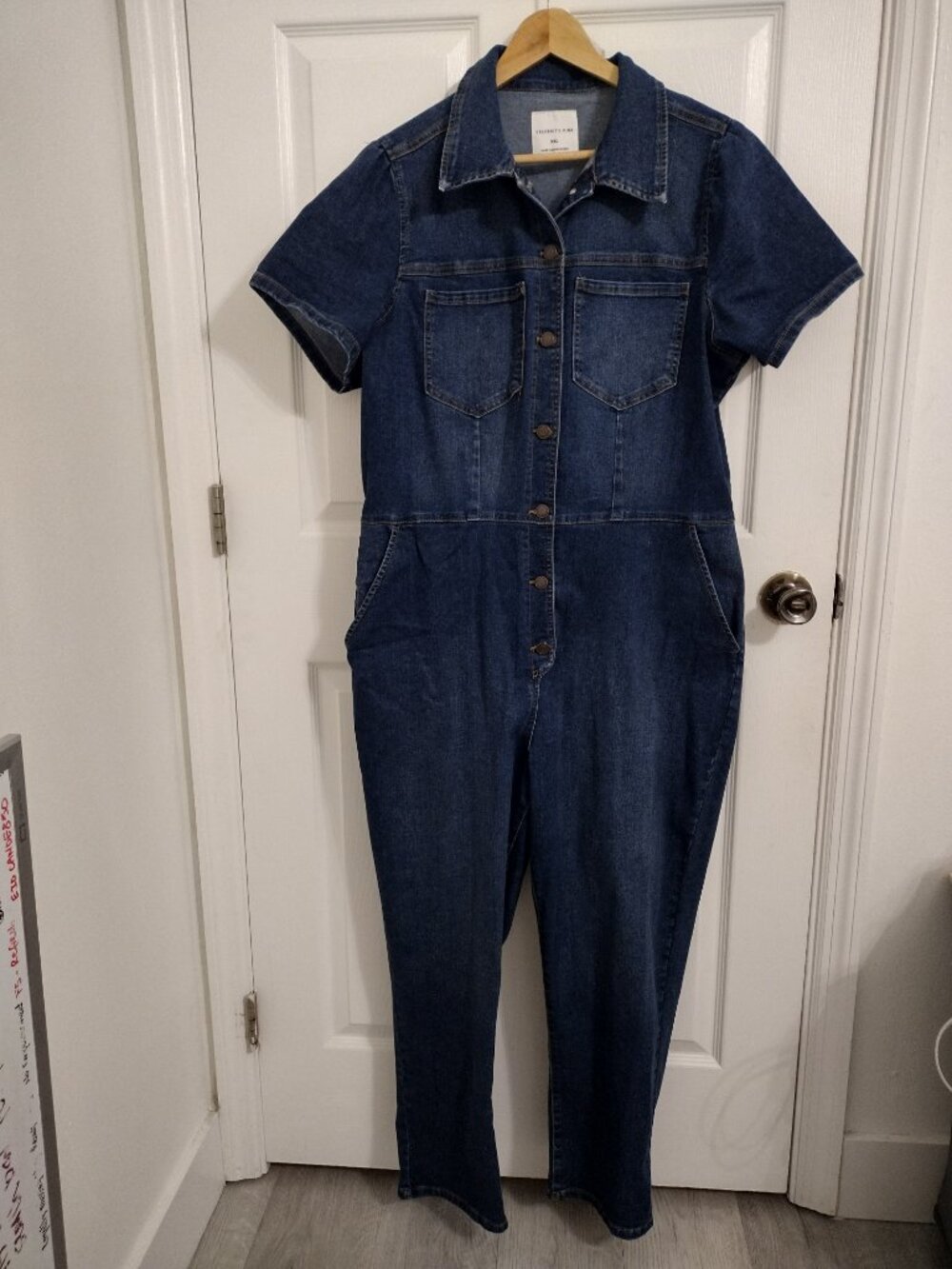 Celebrity Pink Denim Cargo Boilersuit Jumpsuit XXL Stretch Blue One Piece - Picture 3 of 9